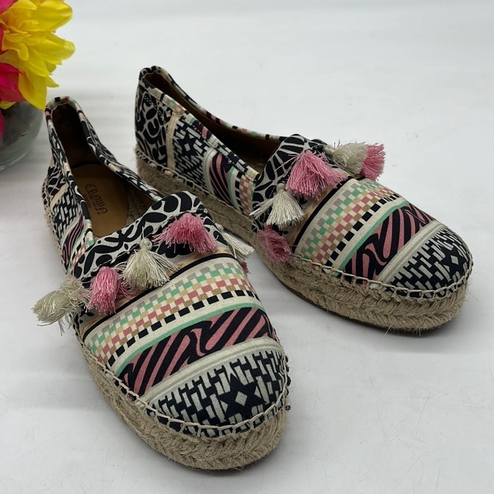 Crown Vintage Kalani Multi Color Fringe Espadrille Sz 7.5. ESP2627